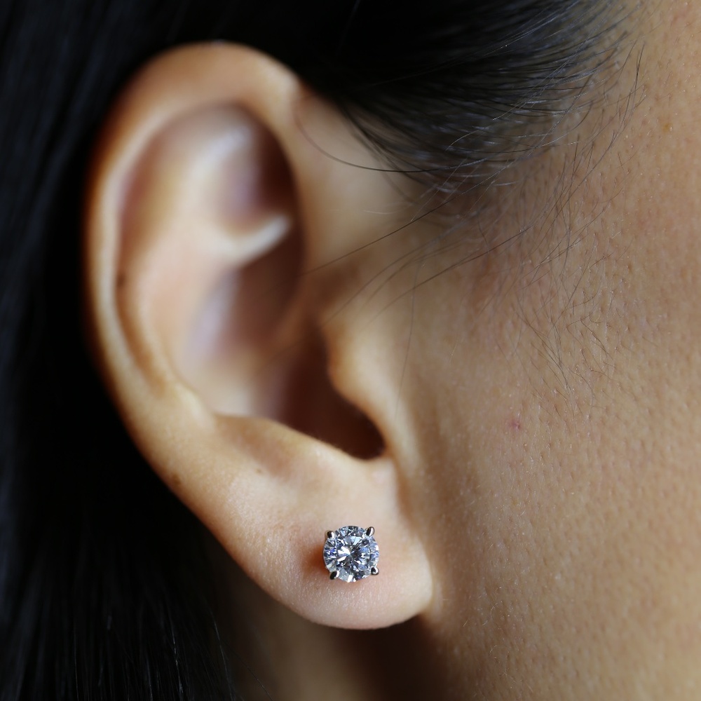 1 CARAT DIAMOND STUDS WHITE GOLD LAB GROWN DIAMONDS
